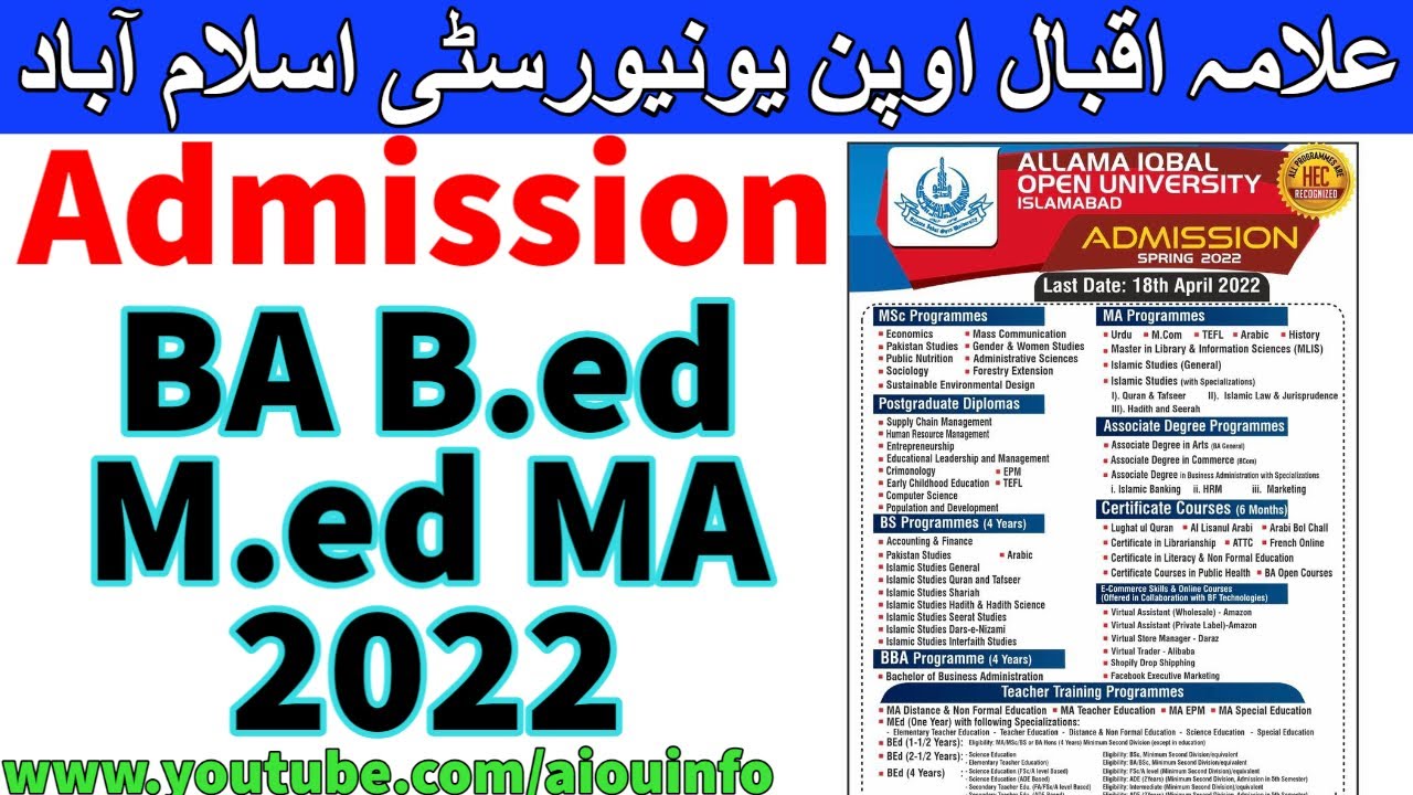 When Admission Open In Aiou
